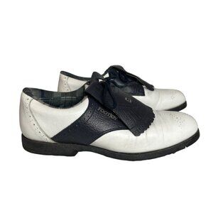 Footjoy Golf Cleats Shoes Womens 8 M White Black Oxfords